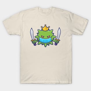 King Virus Holding Swords Cartoon T-Shirt